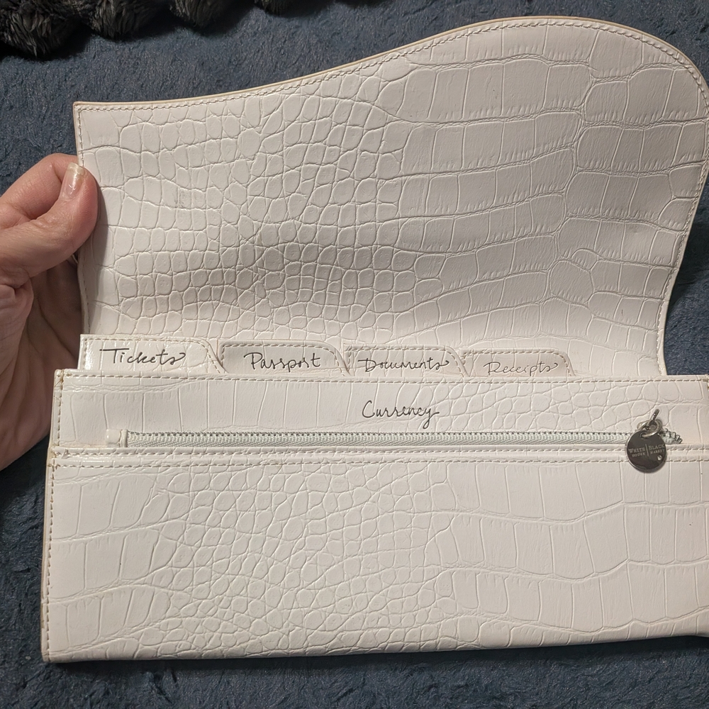 White House Black Market White Embossed Travel Document Organizer